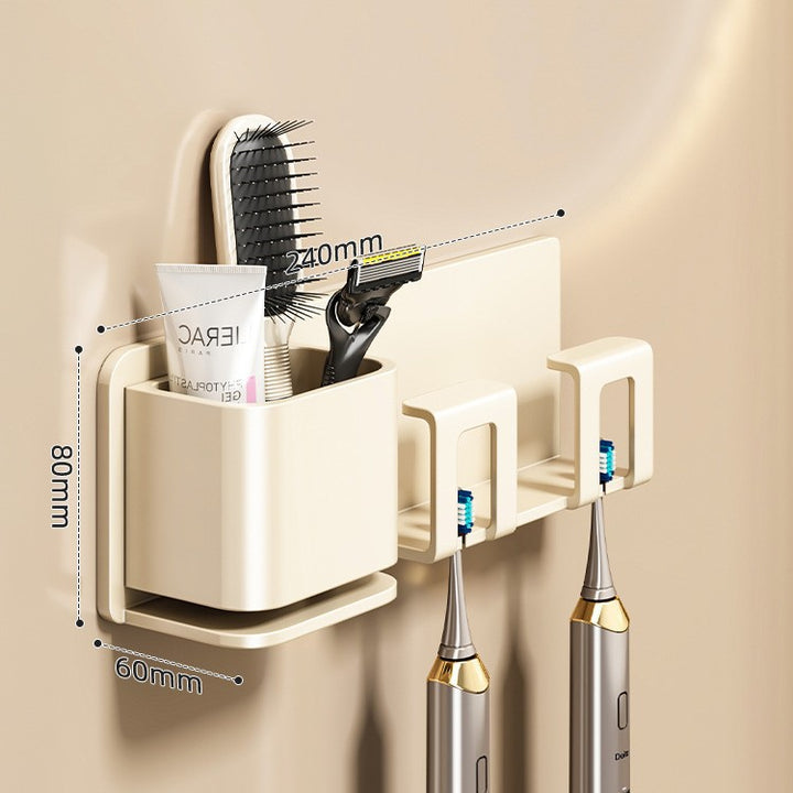 Aluminum toothbrush wall holder, hole-free