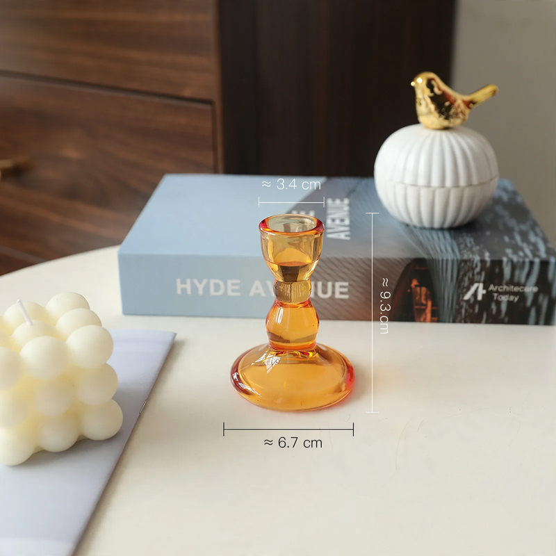 Colored glass candle holders, Nordic design