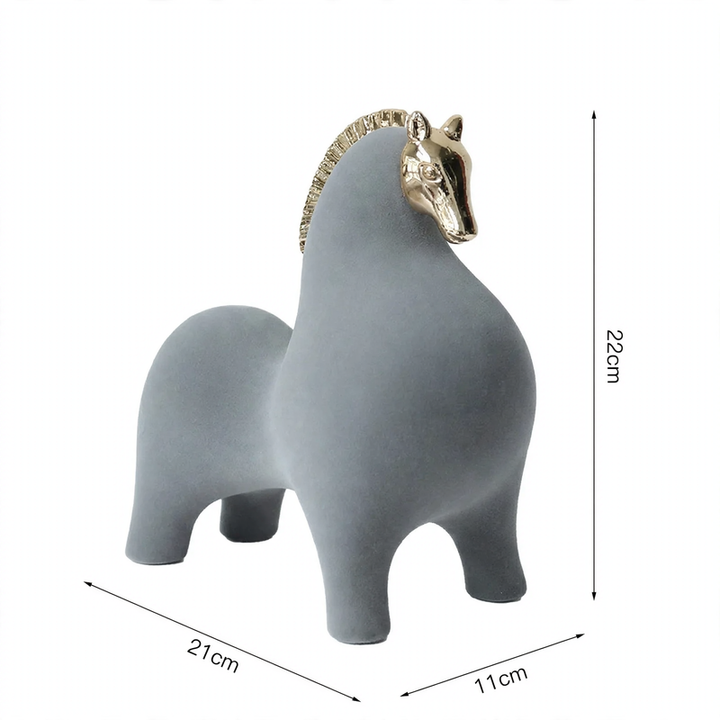 Modern decorative figure made of resin with velvet surface