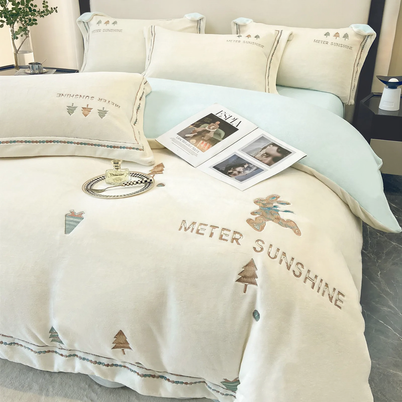 Winter bedding set made of milk fiber, 4-piece