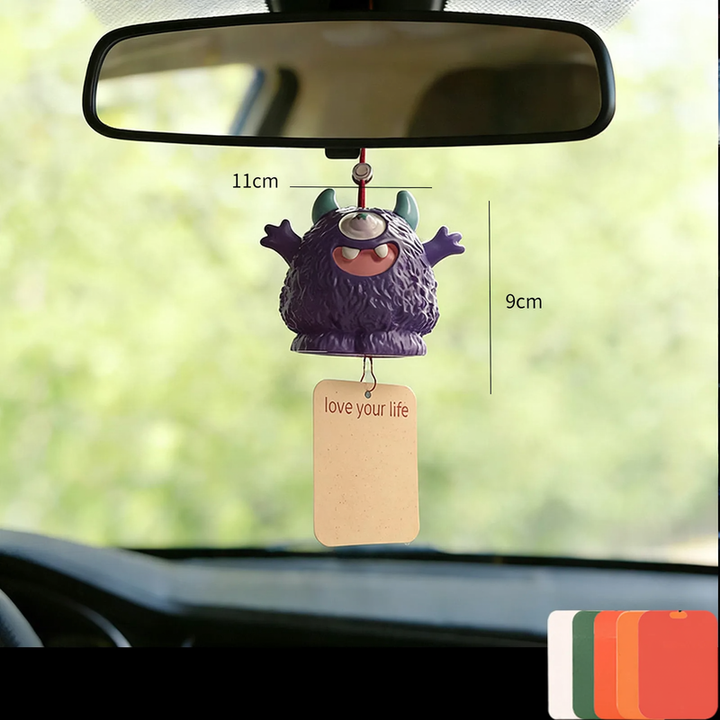 Scent hanger for rearview mirror with monster motif