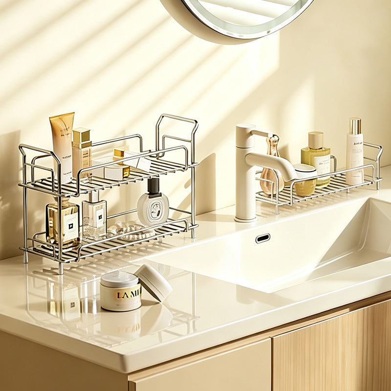 Stainless steel bathroom shelf, single or double layer