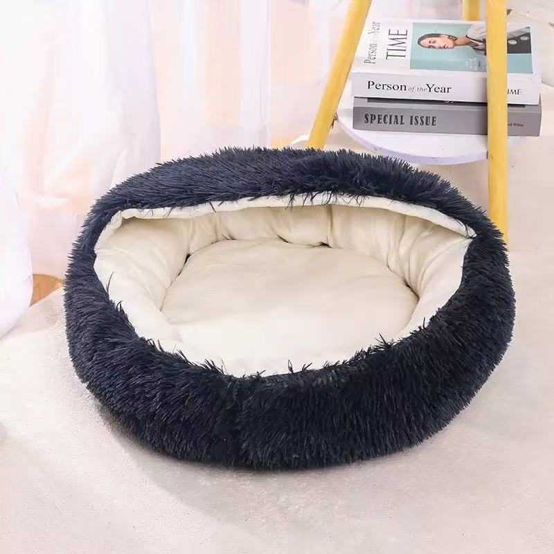 Fluffy cat bed, round, warming