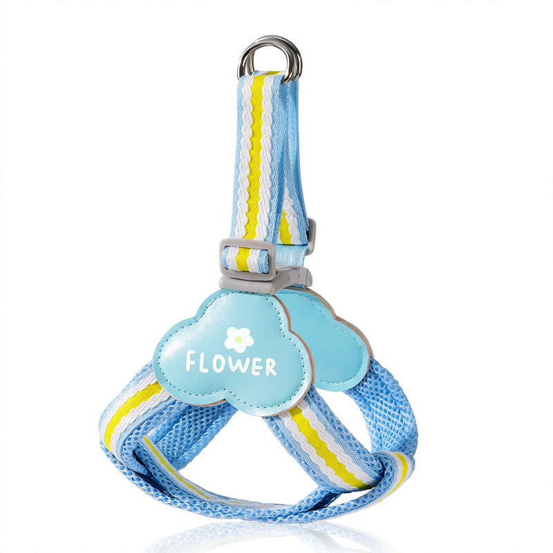 Y-shaped dog harness with leash, fabric