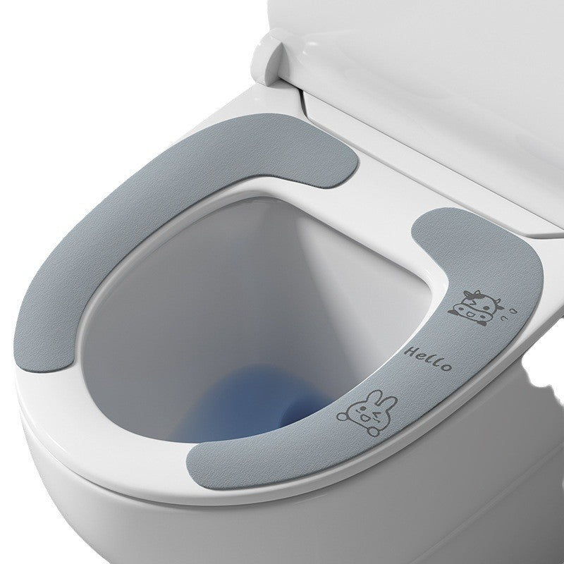 Plush toilet seat cover, self-adhesive