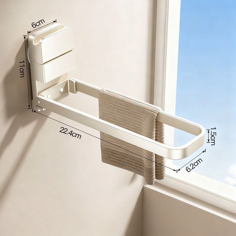 Towel holder with suction cup, foldable