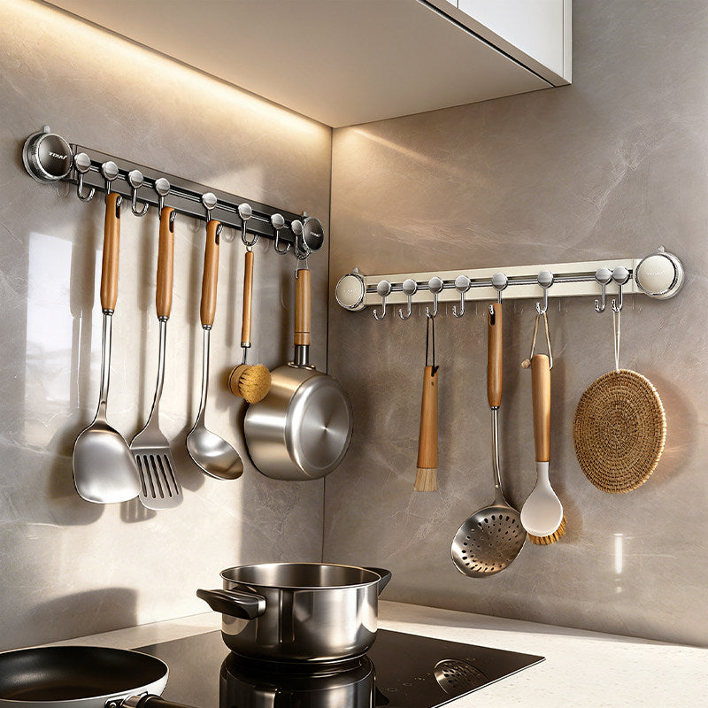 Wall-mounted shelf with hooks, 6–10 hooks