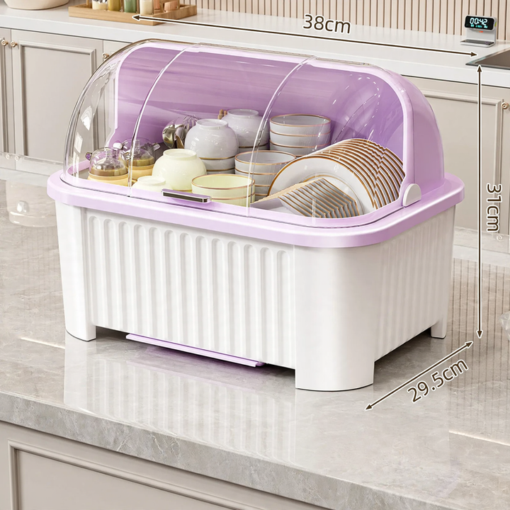 Plastic dish rack with shelf