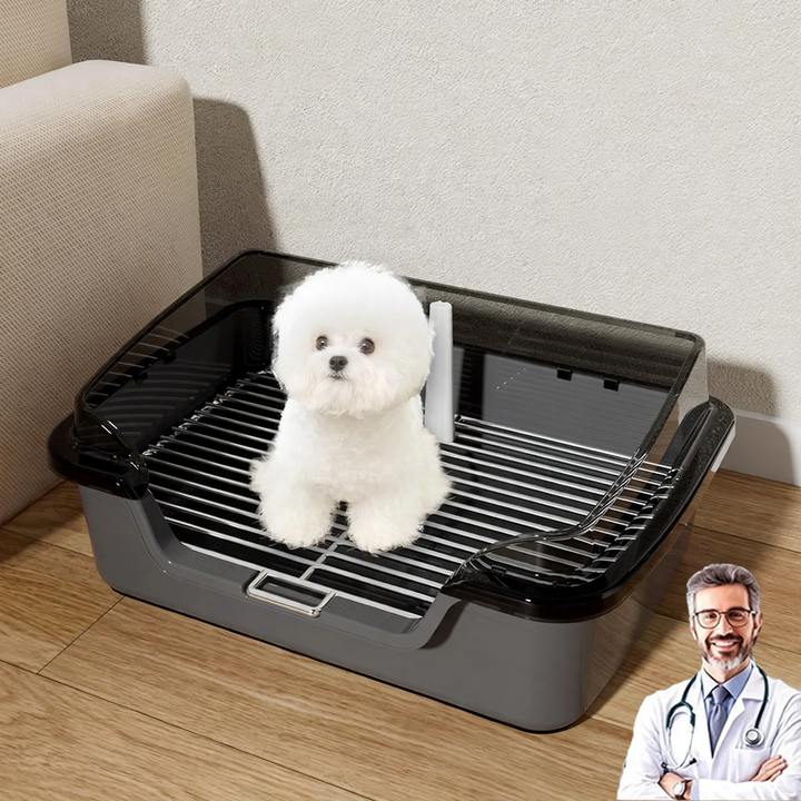 Raised Dog Toilet Set with Grid and Fence