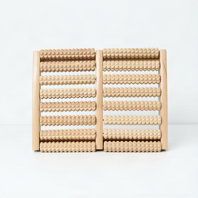 ALPENHAUCH - Foot massage roller made of real wood with acupressure mat