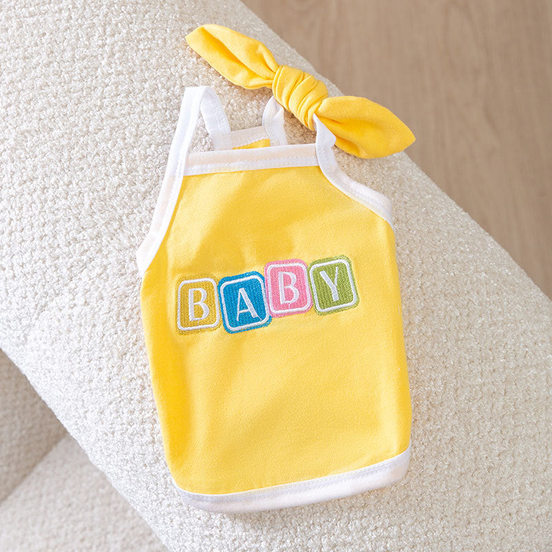 Dog harness dress with bow
