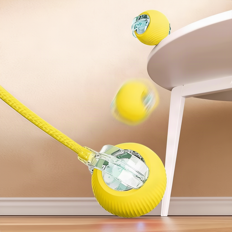 Rubber play ball for dogs with tail