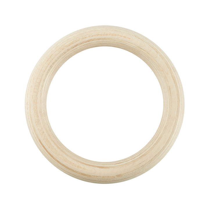 Wooden gymnastics rings with strap
