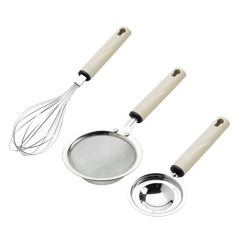 Kitchen strainer and kitchen helper set made of stainless steel