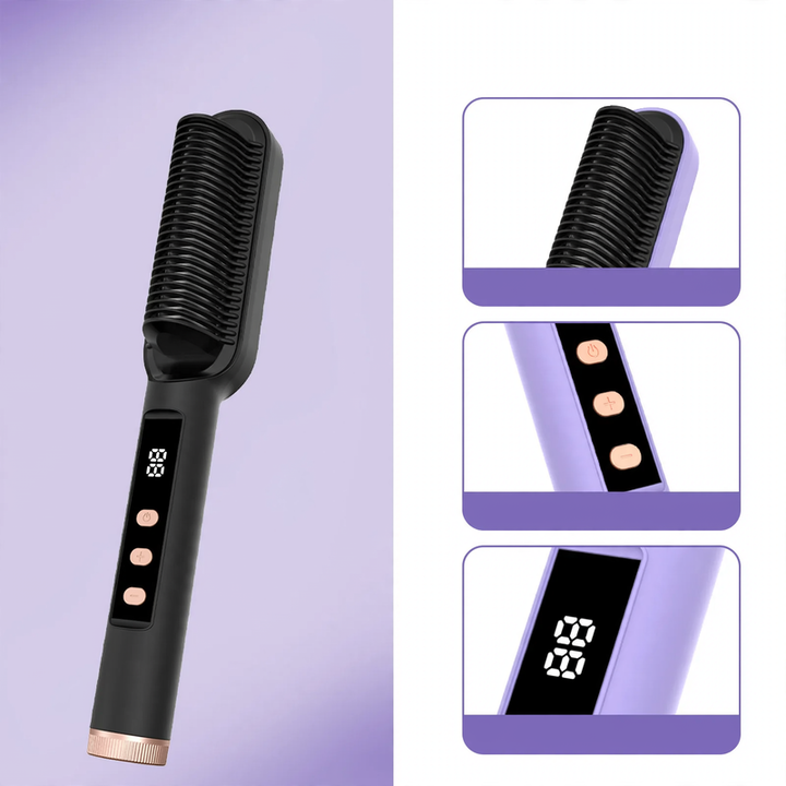Digital Hair Straightening Brush with Ceramic, 5 Temperature Levels