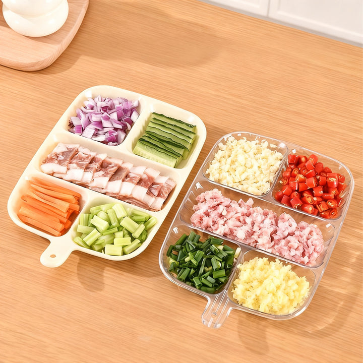 Divided serving tray with compartments, wall mountable