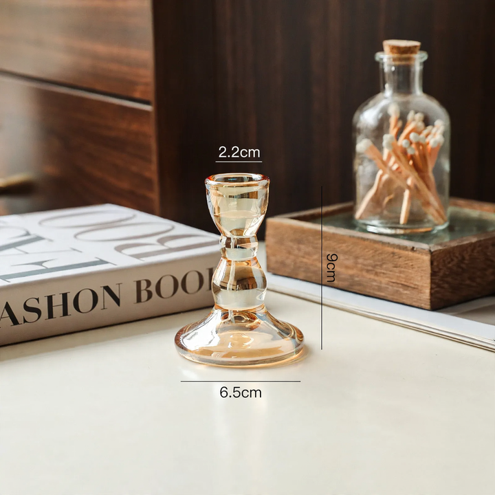 Glass candle holder, amber color, European style