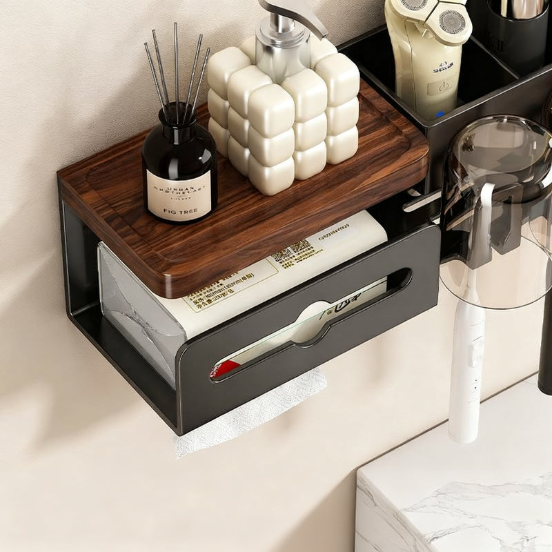 Toothbrush holder made of walnut wood, wall-mounted, no drilling
