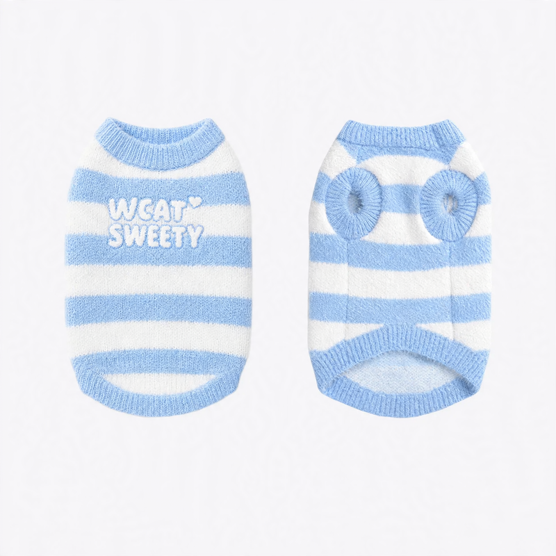 Knitted sweater for pets, two-armed, striped pattern