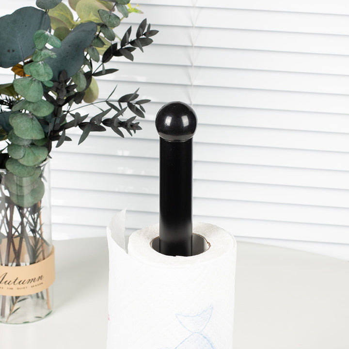 Standing paper roll holder made of stainless steel, black