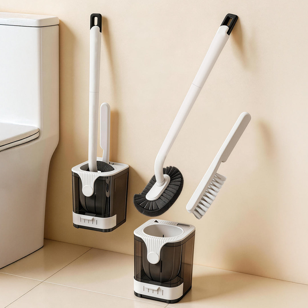 Toilet brush with holder, wall mountable