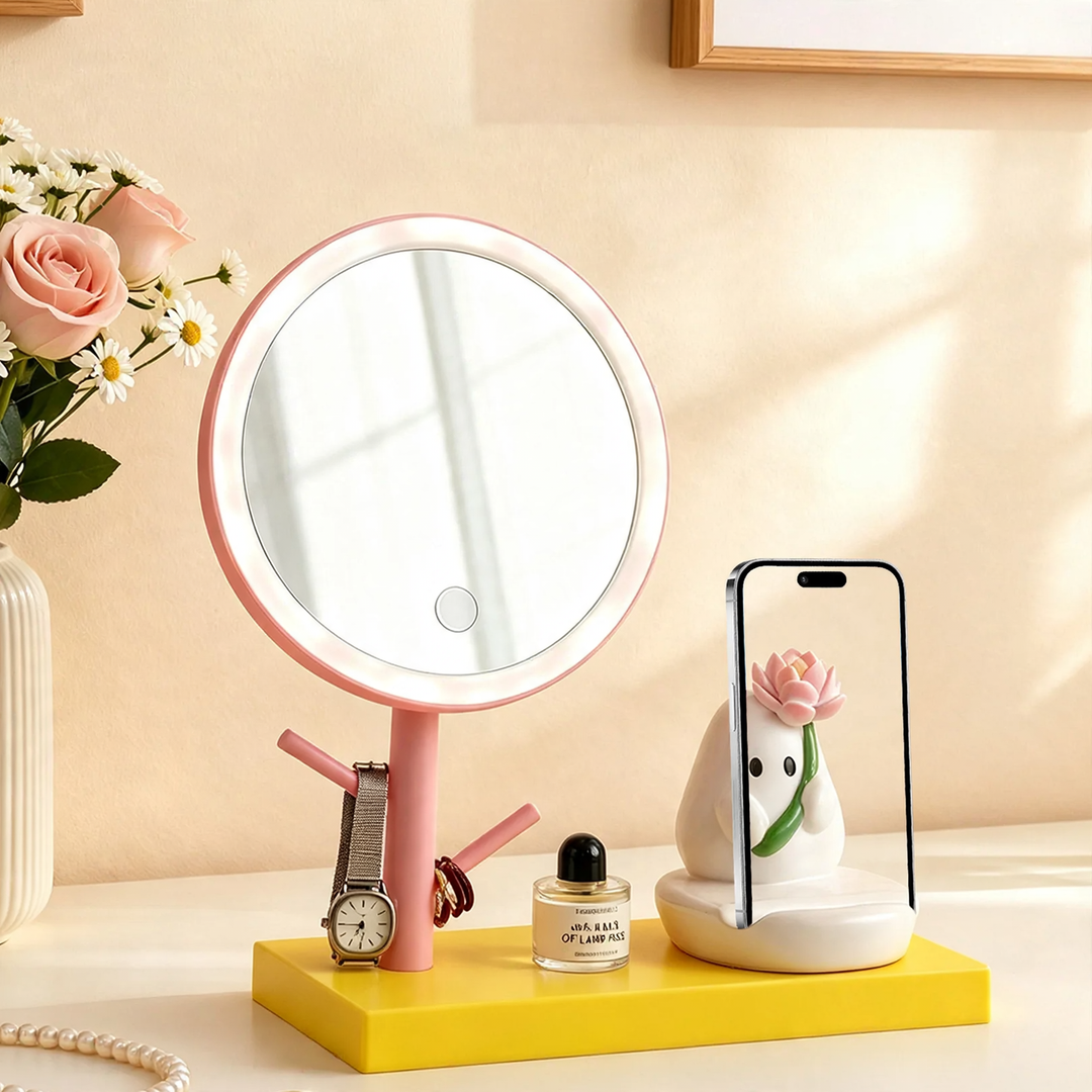 LED Makeup Mirror with Phone Holder and Lighting