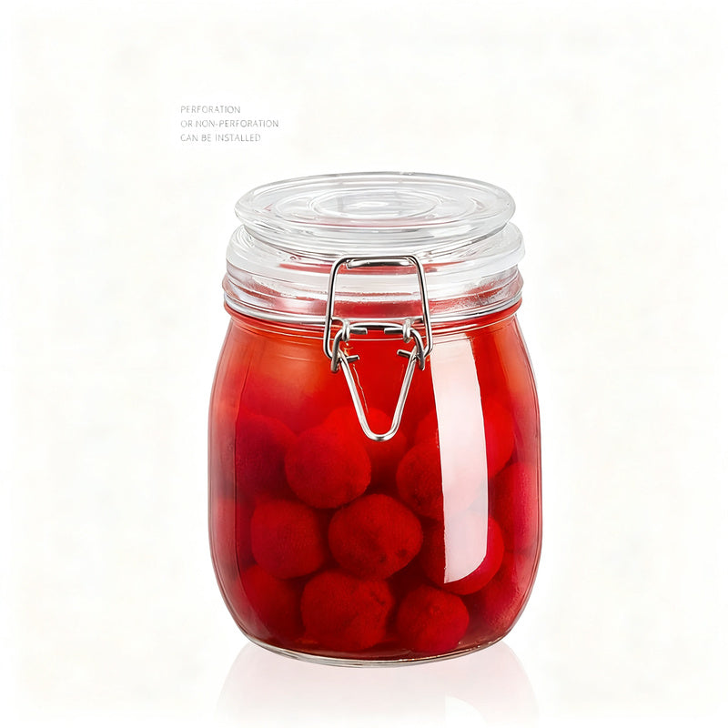 Glass storage jar with lid, airtight