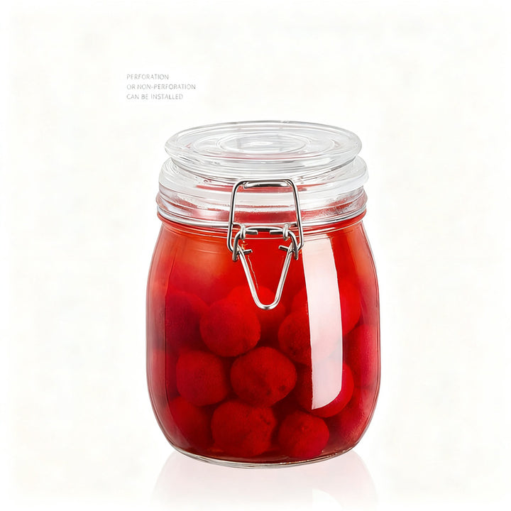 Glass storage jar with lid, airtight