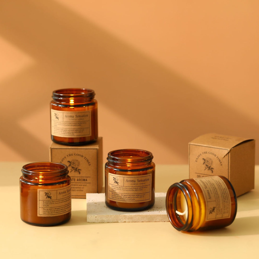 Scented candle made of soy wax in glass