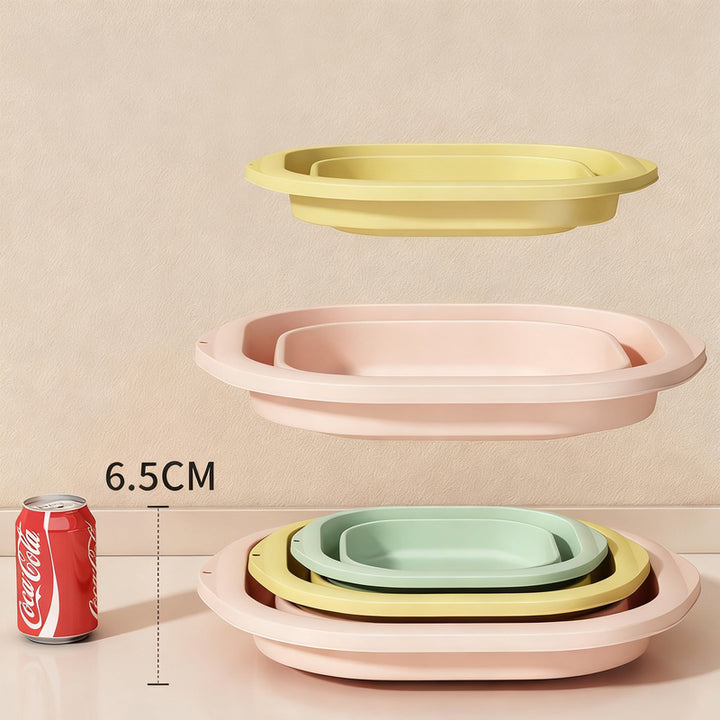 Folding plastic wash basin, portable