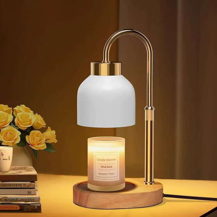 Wax melt table lamp with wooden base