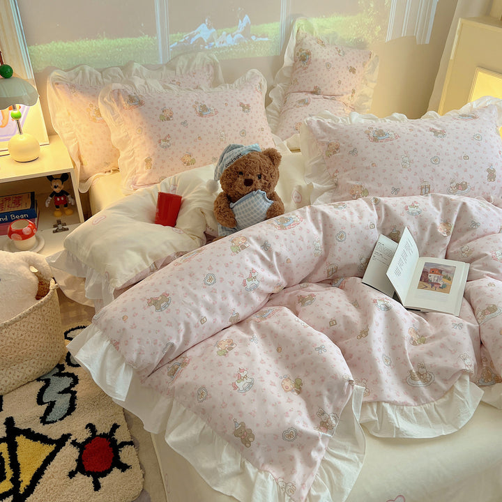 Cotton bedding with cartoon motifs, 4-piece