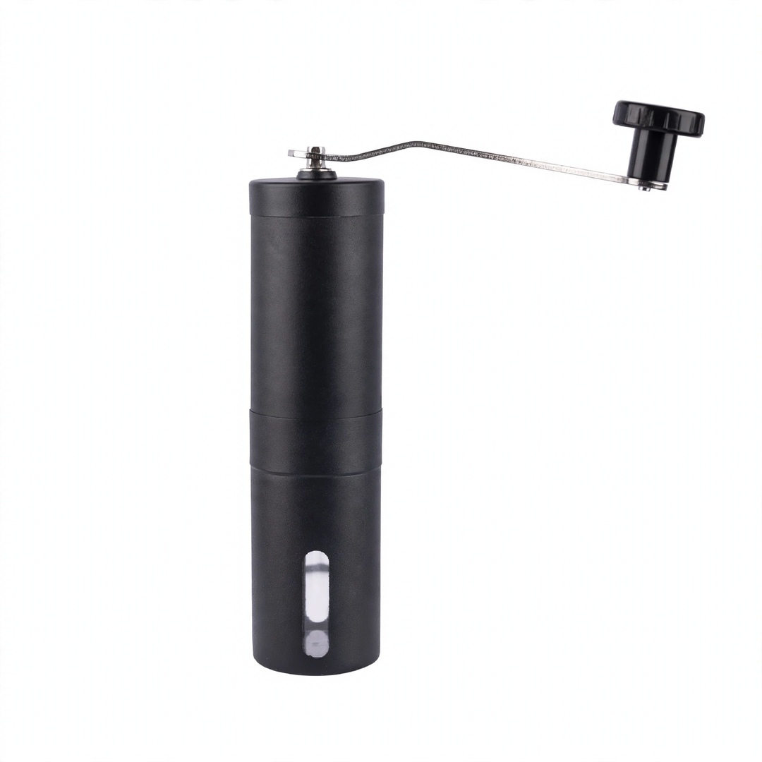 Hand-crank coffee grinder made of glass