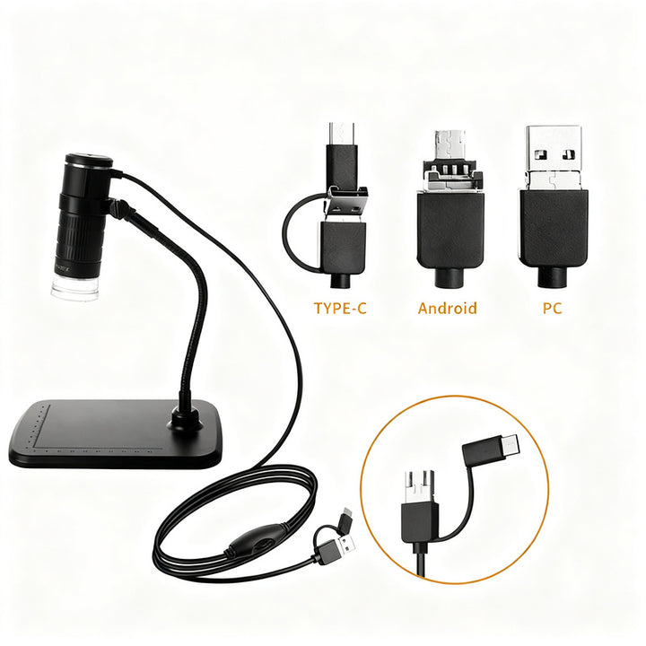 Digital microscope, 1600x magnification, USB operation