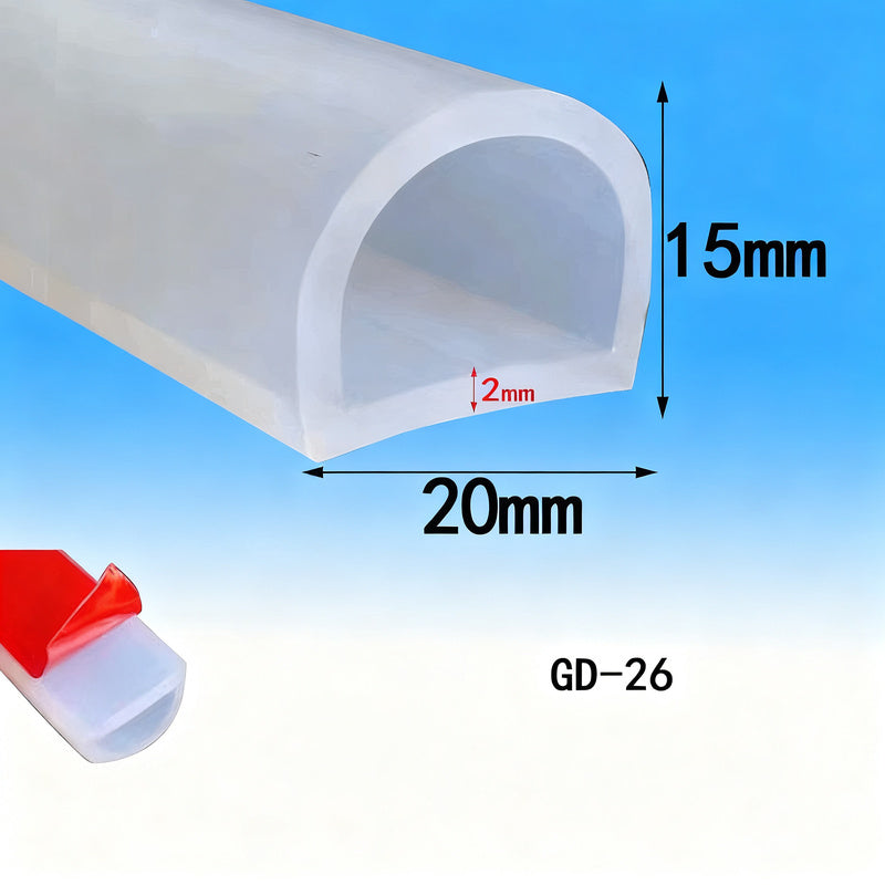 Silicone sealing strip, self-adhesive, D-profile
