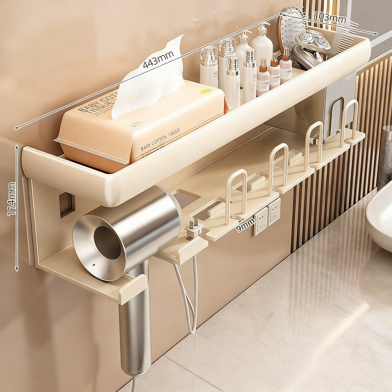 Toothbrush and hairdryer wall shelf made of space aluminum