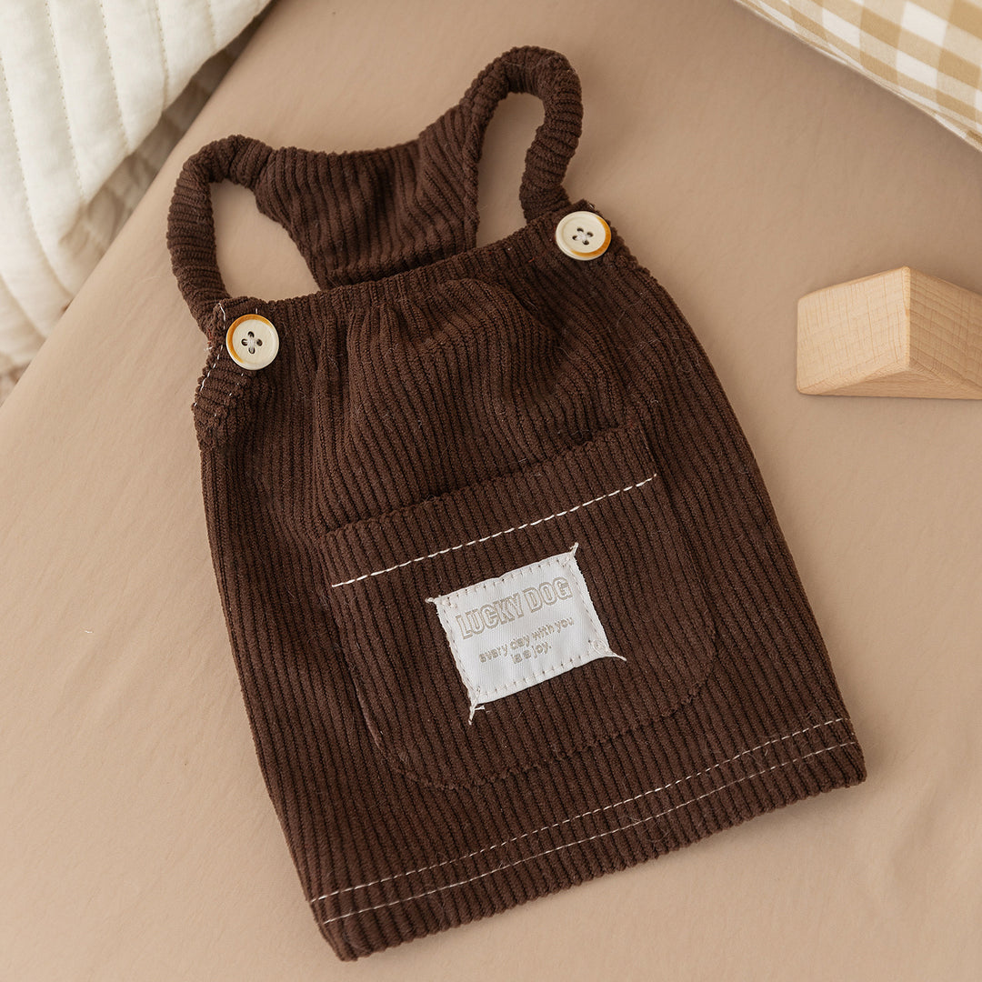 Dog carrier dress made of cord, with pocket