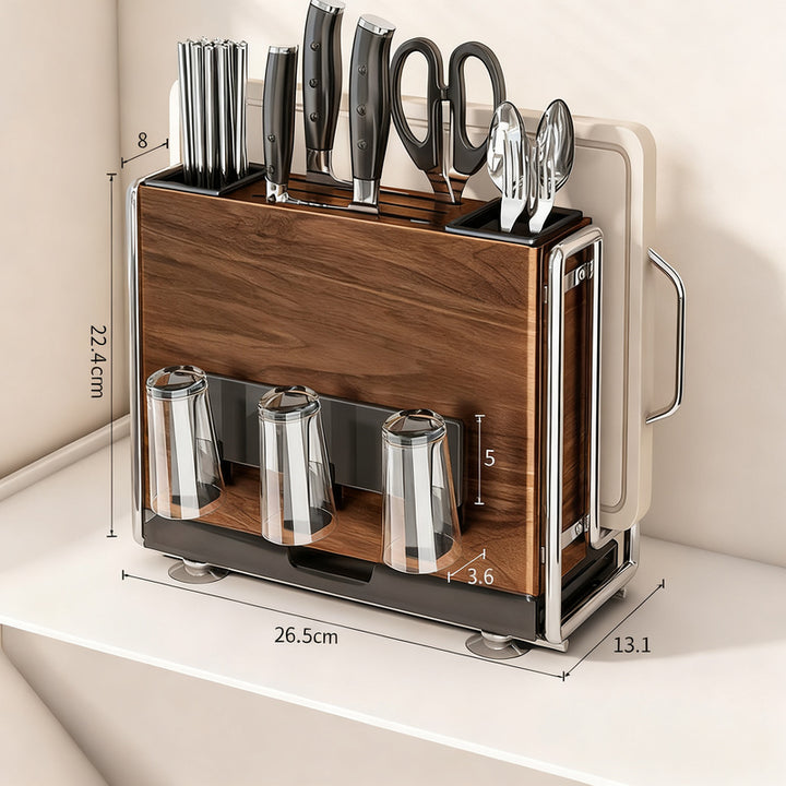 Multifunctional knife block shelf with magnetic function