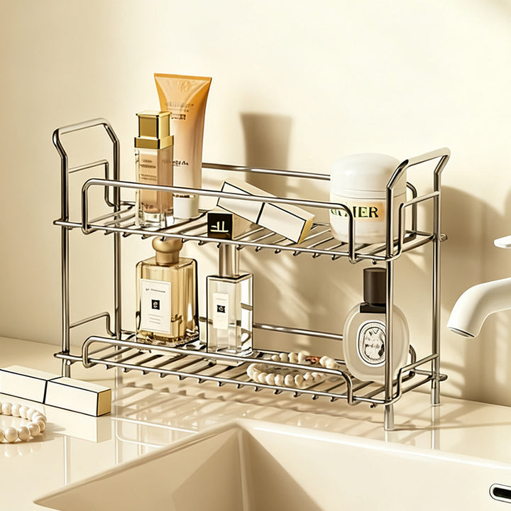 Stainless steel bathroom shelf, single or double layer