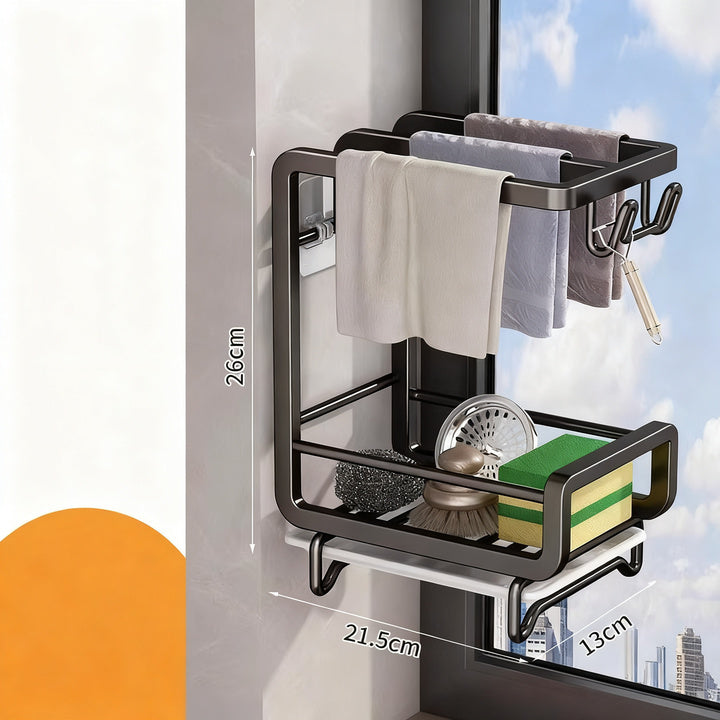 Aluminum dishcloth rack, wall-mounted or standing