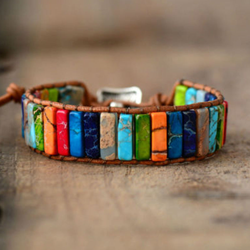Wrap bracelet made of natural stones