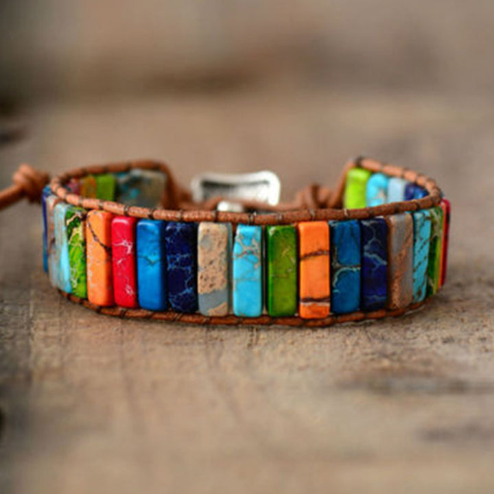 Wrap bracelet made of natural stones