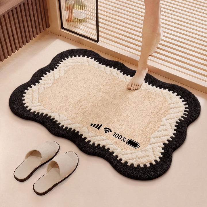 Bathroom mat made of faux fur, washable
