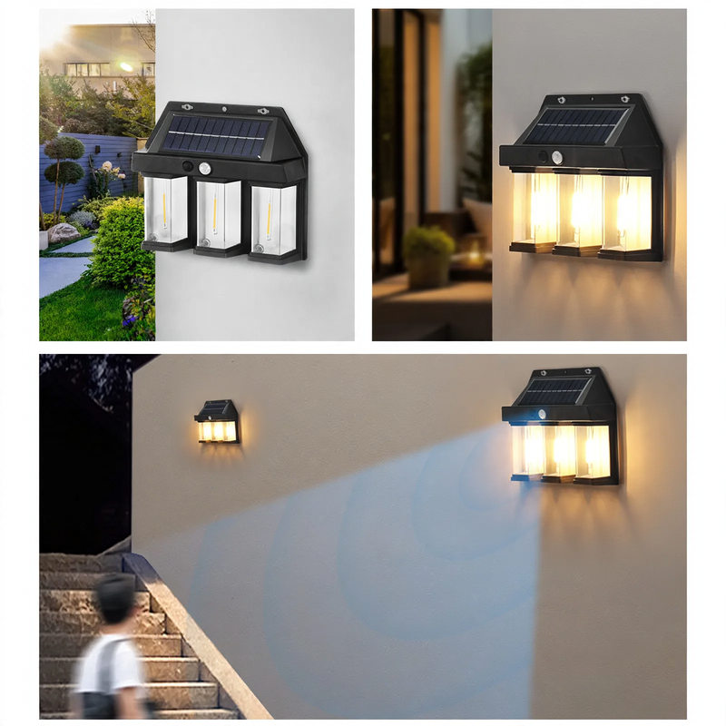 Solar wall light with motion sensor for outdoor