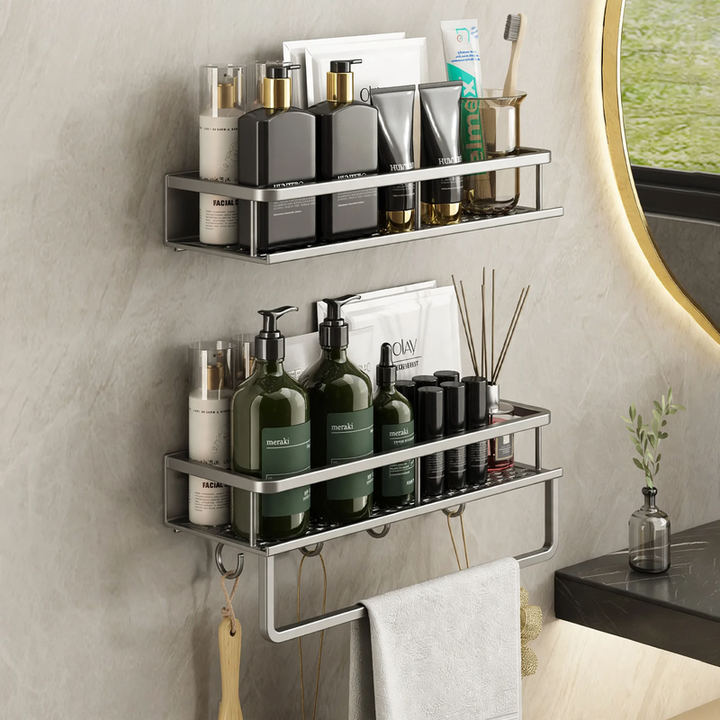 Wall shelf made of space aluminum, hole-free