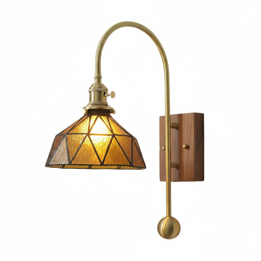 LED Wall Sconce Light – Retro Industrial High Arm Brass Glass (30x15cm / 11.8x5.9in) | Kalsten