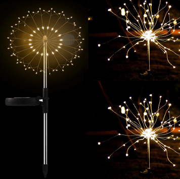 New Ground Plug Solar Fireworks Light LED Light String Copper Wire Outdoor Garden Decoration Star Lights Christmas Lights | Kalsten