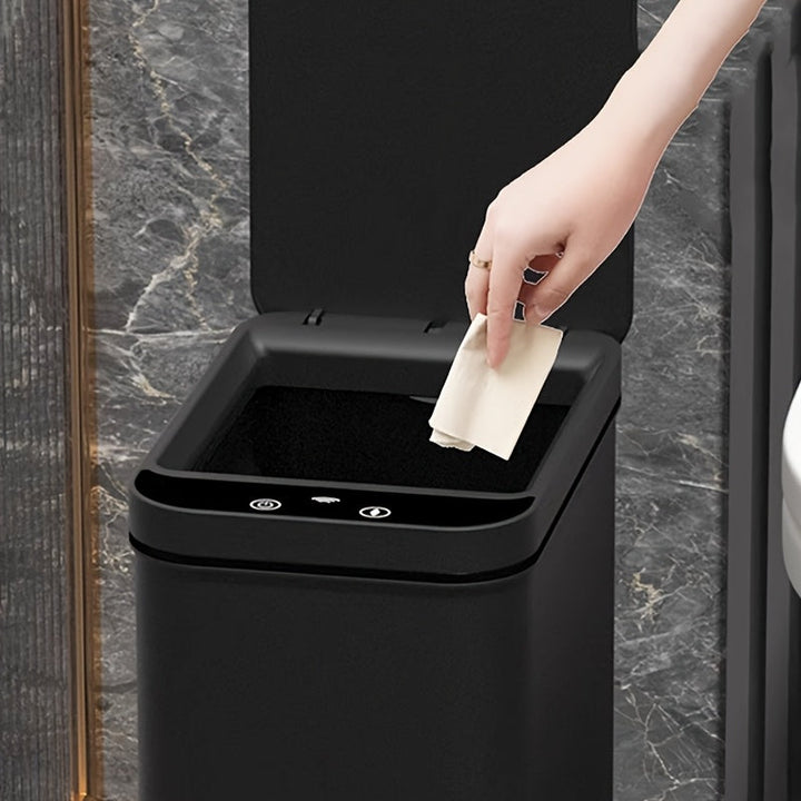 Set of 2 Smart Sensor Trash Bins – Touchless and Compact (Black) | Kalsten