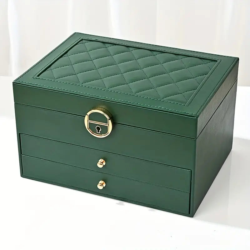 Lockable Multi-Layer Leather Jewelry Box Kalsten