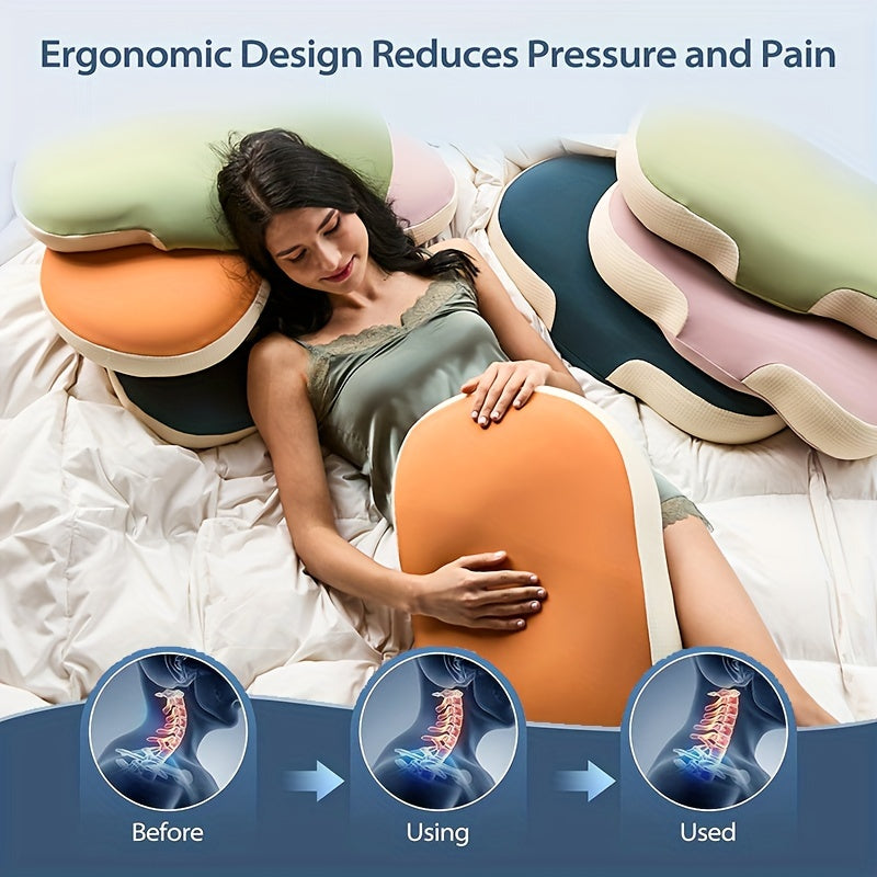 1pc Oval Macaron Pillow Cervical Memory Foam Pillow, Cooling Bed Pillow For Sleeping - Neck Pillows For Pain Relief Sleeping, Contour Support Ergonomic Pillow For Side Back Stomach Sleepers Using High And Low Partition | Kalsten